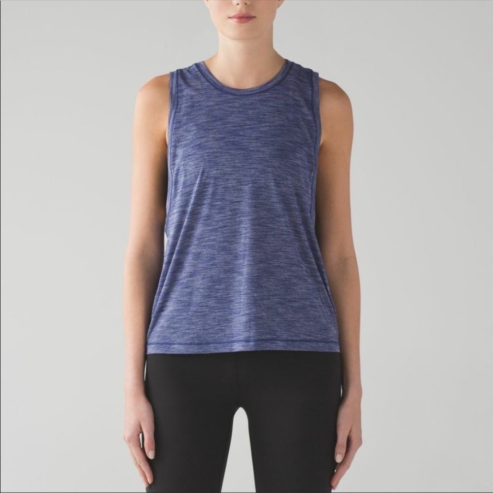 EUC lululemon cardio squad tank sz 4 heathered hero blue